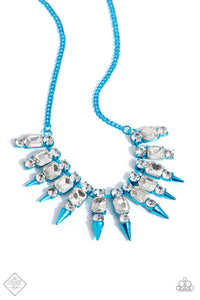 blue,fashion fix,rhinestones,short necklace,Punk Passion Blue Rhinestone Necklace