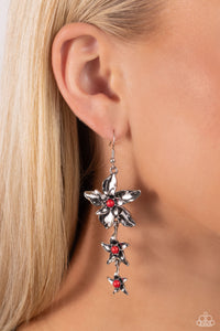 floral,post,red,Tapered Tiers - Red Floral Earrings
