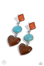 Load image into Gallery viewer, Desertscape Debut Brown Cat&#39;s Eye Heart Post Earrings Paparazzi Accessories