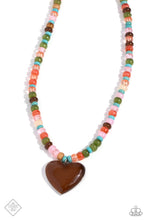 Load image into Gallery viewer, Desertscape Delight Brown Cat&#39;s Eye Heart Necklace Paparazzi Accessories