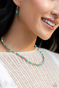 crackle stone,multi,short necklace,Arid Ambience Blue Necklace