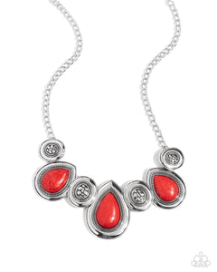 red,short necklace,Rustic Remix - Red Necklace