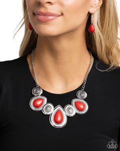 red,short necklace,Rustic Remix - Red Necklace