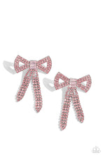 Load image into Gallery viewer, Just BOW With It Pink Rhinestone Post Earrings Paparazzi Accessories