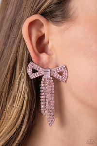 pink,post,rhinestones,Just BOW With It Pink Rhinestone Post Earrings