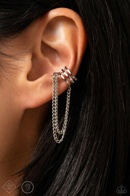 Unlocked Perfection Silver Ear Cuff Earrings