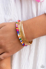 Load image into Gallery viewer, Multicolored Medley Gold Bangle Bracelets Paparazzi Accessories