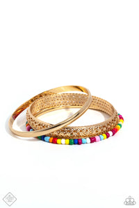 bangles,gold,Multicolored Medley Gold Bangle Bracelets