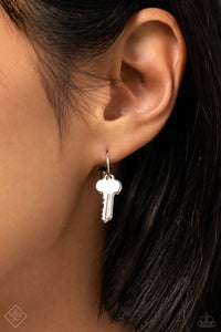 fashion fix,hoops,key,silver,The Key to Everything Silver Key Hoop Earrings
