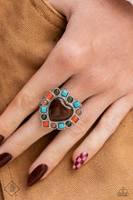 Load image into Gallery viewer, Desertscape Decadence Brown Cat&#39;s Eye Heart Ring Paparazzi Accessories