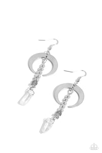 fishhook,stones,white,Lounging Laurel - White Earrings