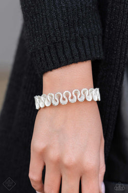 Scrunched Surety White Pearl Hinge Bracelet Paparazzi Accessories