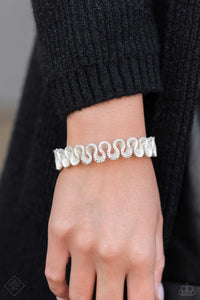 hinge,pearls,white,Scrunched Surety White Pearl Hinge Bracelet