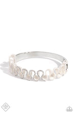 Load image into Gallery viewer, Scrunched Surety White Pearl Hinge Bracelet Paparazzi Accessories