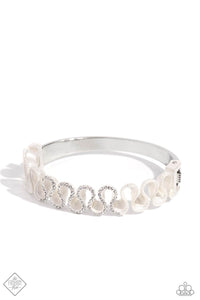 hinge,pearls,white,Scrunched Surety White Pearl Hinge Bracelet