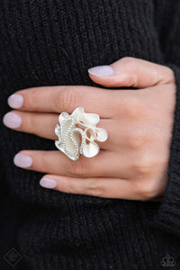fashion fix,pearls,white,wide back,Crimped Confidence White Pearl Ring