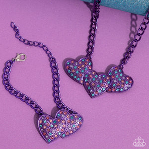 hearts,purple,rhinestones,short necklace,Low-Key Lovestruck - Purple Heart Necklace