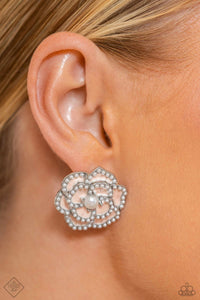 fashion fix,floral,pearls,post,white,Suave Sensation White Floral Pearl Post Earrings
