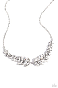 rhinestones,short necklace,white,Luxury Laurels - White Rhinestone Necklace