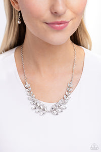 rhinestones,short necklace,white,Luxury Laurels - White Rhinestone Necklace