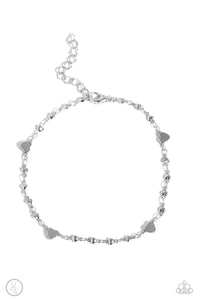anklet,hearts,Lobster Claw Clasp,silver,Highlighting My Heart - Silver Heart Anklet