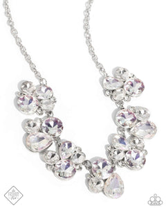 iridescent,rhinestones,short necklace,white,Fairytale Frost White Iridescent Rhinestone Necklace