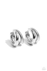 hoops,silver,Textured Tremolo - Silver Hoop Earrings