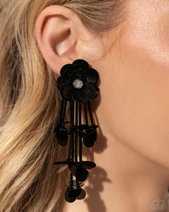 black,floral,life of the party,post,Floral Future - Black Earrings