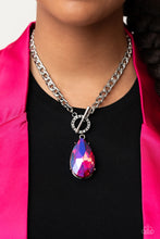 Load image into Gallery viewer, Edgy Exaggeration Pink Oil Spill Rhinestone Toggle Necklace Paparazzi Accessories