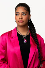 Load image into Gallery viewer, Edgy Exaggeration Pink Oil Spill Rhinestone Toggle Necklace Paparazzi Accessories
