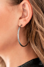 Load image into Gallery viewer, Texture Tempo Silver Hoop Earrings Paparazzi Accessories