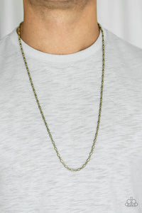 brass,long necklace,Covert Operation Brass Necklace