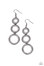 Load image into Gallery viewer, Shimmering In Circles Black Gunmetal Rhinestone Earrings Paparazzi Accessories
