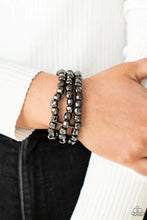 Load image into Gallery viewer, Magnetically Maven Black Gunmetal Stretchy Bracelet Paparazzi Accessories