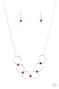 red,rhinestones,short necklace,Regal Society Red Rhinestone Necklace