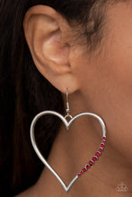 Load image into Gallery viewer, Bewitched Kiss Red Rhinestone Heart Earrings Paparazzi Accessories