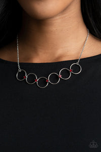 red,rhinestones,short necklace,Regal Society Red Rhinestone Necklace