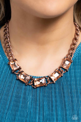 Radiating Review Copper Rhinestone Necklace Paparazzi Accessories