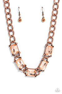 copper,rhinestones,short necklace,Radiating Review Copper Rhinestone Necklace