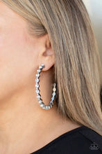 Load image into Gallery viewer, Royal Reveler White Hoop Earrings Paparazzi Accessories