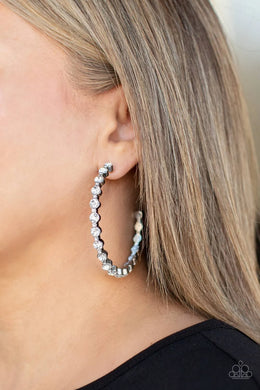 Royal Reveler White Hoop Earrings Paparazzi Accessories