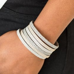 Fight Fire With Fire Silver Leather Wrap Bracelet Paparazzi Accessories