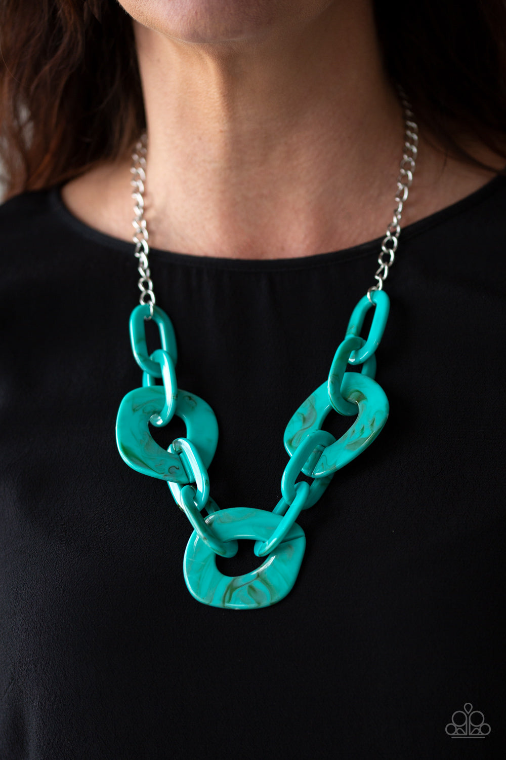 Courageously Chromatic Blue Acrylic Necklace Paparazzi Accessories
