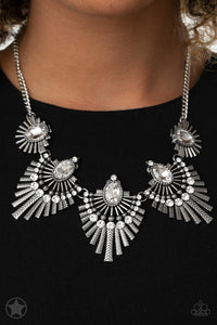 rhinestones,short necklace,white,Miss YOU-niverse - White Rhinestone Necklace