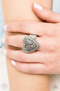 Hearts,silver,wide back,I Adore You Silver Heart Ring