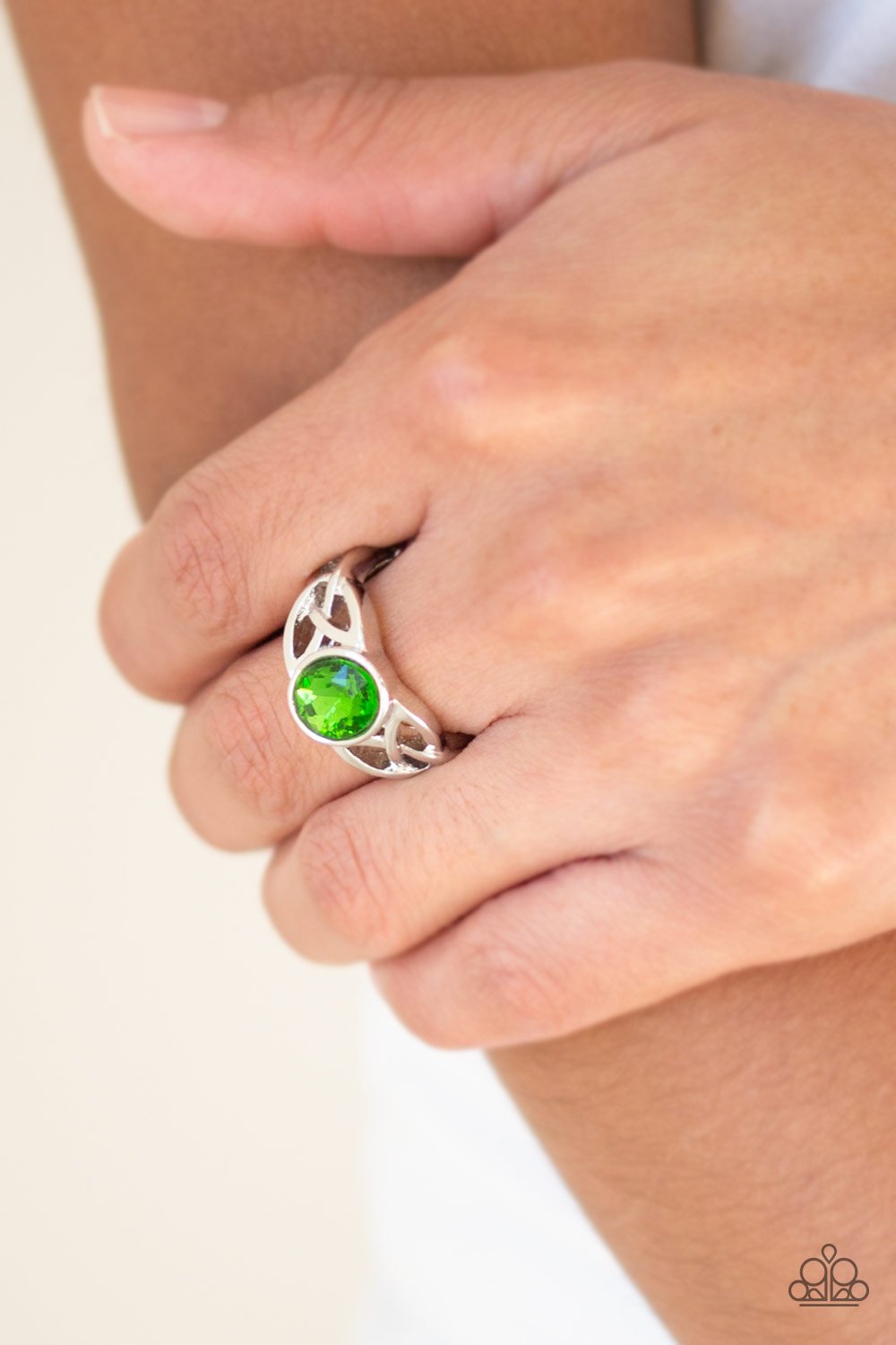 Shimmer Splash Green Rhinestone Ring Paparazzi Accessories
