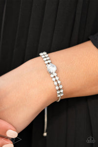 pull-tie,rhinestones,white,Gorgeously Glitzy White Rhinestone Bracelet
