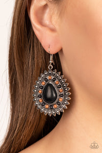 black,fishhook,stone,Sagebrush Sabbatical Black Stone Earring
