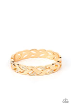 Load image into Gallery viewer, Editor-in-LEAF Gold Hinged Bracelet Paparazzi Accessories