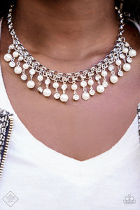 Pearls,rhinestones,short necklace,silver,white,You May Kiss the Bride White Necklace